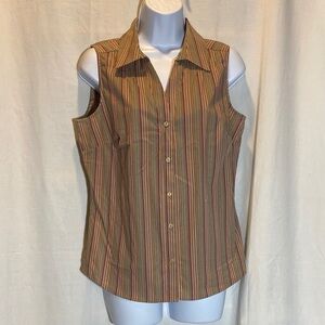 St. John’s Bay Women’s Striped Sleeveless Stretch Button-Up Top - size-M